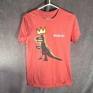 Jean-Michel Basquiat Heather Red "Pez Dispenser" Dinosaur Graphic Tee VG- S